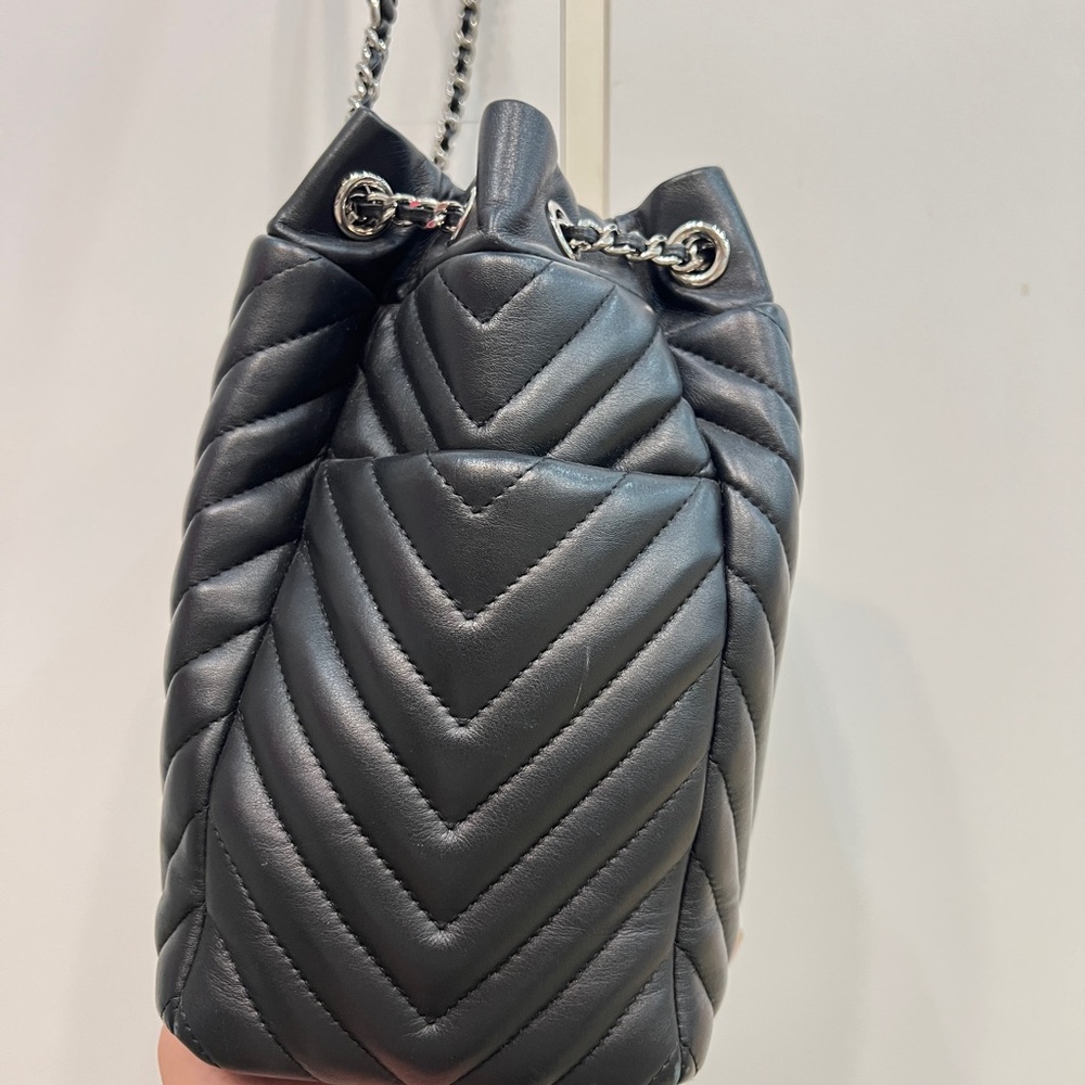 Chanel Chevron Urban Spirit Drawstring Bucket Small Backpack Black - Picture 2 of 12